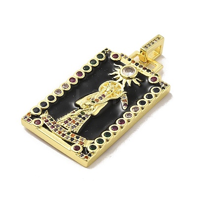 Brass Micro Pave Cubic Zirconia Pendants with Enamel KK-H458-05G-02-1