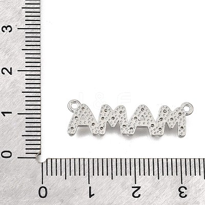 Mother's Day Brass Micro Pave Clear Cubic Zirconia Word Mama Connector Charms KK-V007-36P-1
