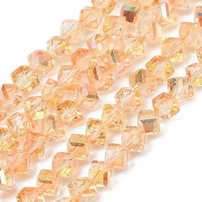 Electroplate Transparent Glass Beads Strands GL-CBA7A17-01A-09-1