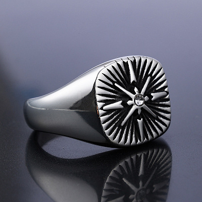 316 Stainless Steel with Cubic Zirconia Finger Rings for Men FS-WGEFB28-03-1