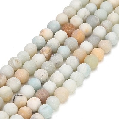 Natural Frosted Flower Amazonite Beads Strands GG-CBA6382-A04-6mm-02-1