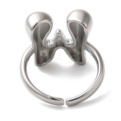 Initials Brass Open Cuff Ring for Women RJEW-N046-02W-P-1