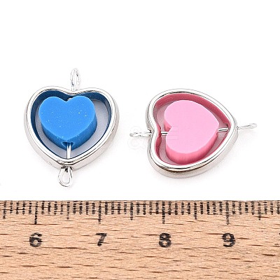 Polymer Clay Heart Beads with CCB Plastic Frame Connector Charms CLAY-T022-29M-02-1