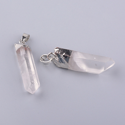 Electroplate Natural Quartz Pendants X-G-Q481-73P-1