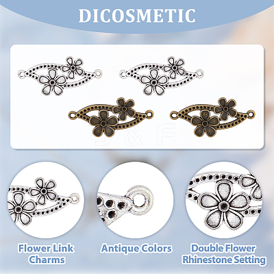 60Pcs 2 Colors Alloy Connector Rhinestone Settings FIND-DC0004-17-1