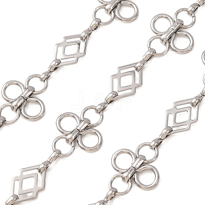 304 Stainless Steel Clover & Rhombus Link Chains SA-CBAE0F2-07P-1