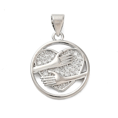 Brass Micro Pave Clear Cubic Zirconia Pendants KK-A273-26P-1