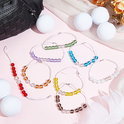 8Pcs Elastic Cords and Glass Golf Beads Count Stroke Score Counter HJEW-DR00089-1