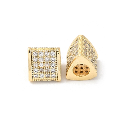 Brass Micro Pave Cubic Zirconia European Beads KK-P234-21G-1