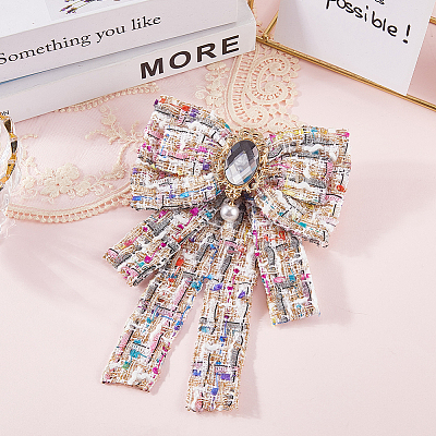 Bowknot Polyester Brooches for Backpack Clothes JEWB-WH20006-10A-1