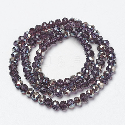 Electroplate Glass Beads Strands EGLA-A034-T4mm-K14-1