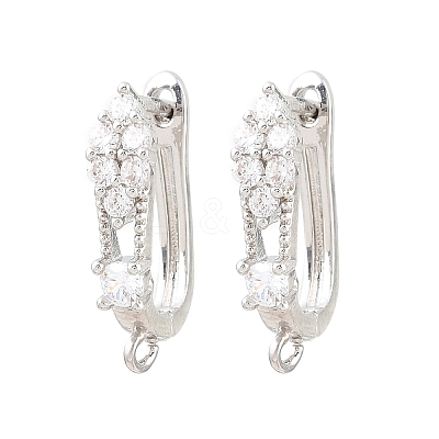 Brass Micro Pave Cubic Zirconia Hoop Earring Findings CU-CBAB5B4-01P-1