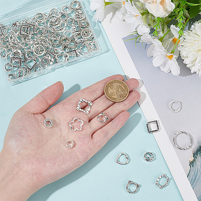 120Pcs 12 Styles Alloy Bead Frame FIND-WR0012-44-1
