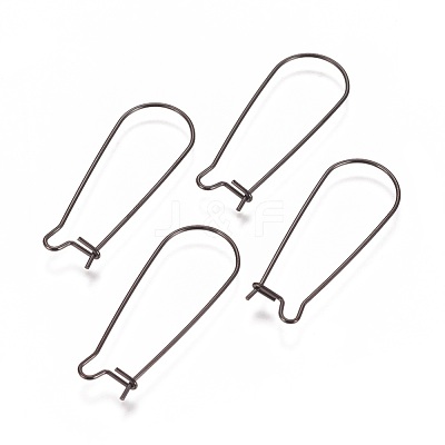 304 Stainless Steel Hoop Earrings Findings Kidney Ear Wires Ion Plating(IP) STAS-L216-22A-B-1