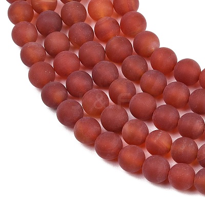 Frosted Natural Red Agate Beads Strands LS-G-F372-8mm-01-1