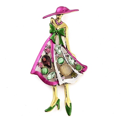 Zinc Alloy Rhinestone Girl Brooches JEWB-I031-07A-1