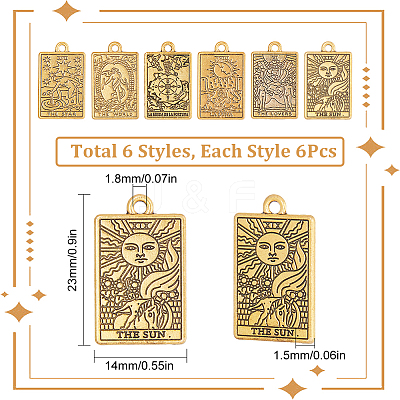 36Pcs 6 Style Rack Plating Alloy Pendants FIND-SC0005-74-1