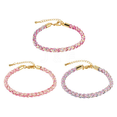 3Pcs 3 Colors 4MM Braided Nylon Cord Bracelets FIND-TA0009-40B-1