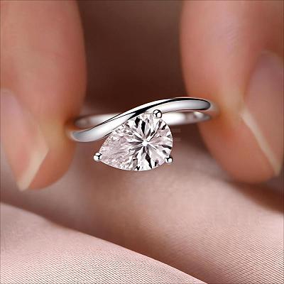 Brass Pave Single Cubic Zirconia Finger Rings for Women LS-ZK8046-6-1