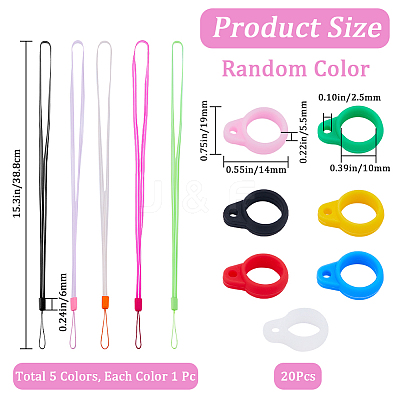 5 Strands Rubber Lanyard Straps DIY-GF0007-92-1