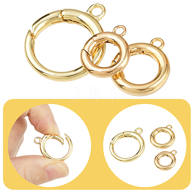 6Pcs 3 Styles Brass Spring Gate Clasps KK-SC0007-09-1