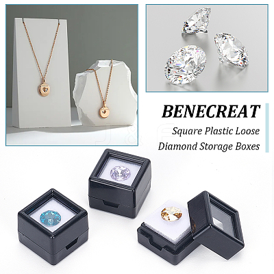 Cube Plastic Loose Diamond Storage Boxes CON-WH0095-49C-1