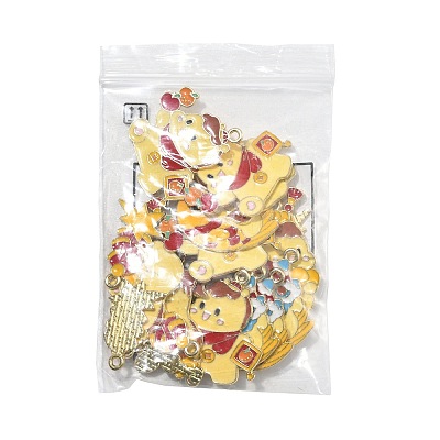 24Pcs 6 Styles New Year's Day Alloy Enamel Pendants ENAM-FS0004-29-1