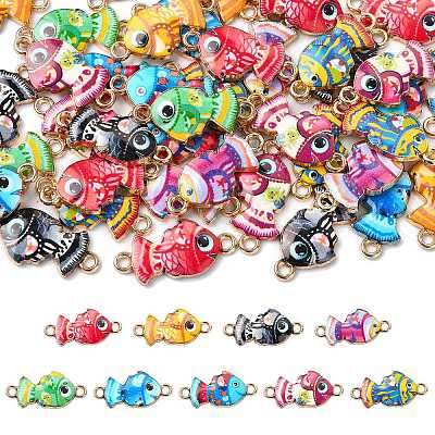 45Pcs 9 Colors Alloy Enamel Connector Charms FIND-CJ0002-85-1