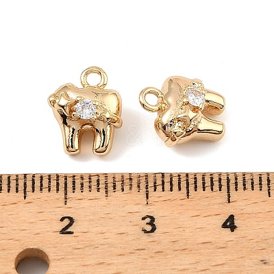 Brass Micro Pave Cubic Zirconia Charms KK-C155-22G-1