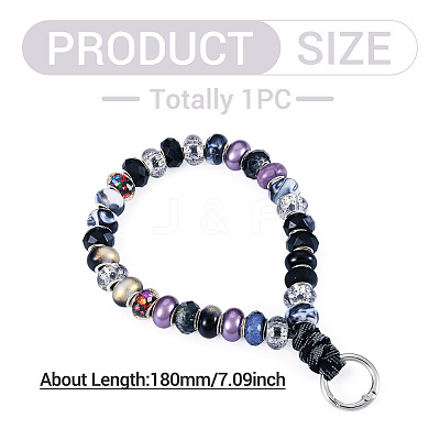 Resin Rondelle Bead with Polyester & Spandex Cord Phone Hand Strap Chains HJEW-TADJ0008-1