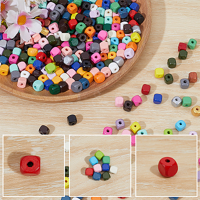 Spray Painted Wooden Beads WOOD-PA0001-53B-1