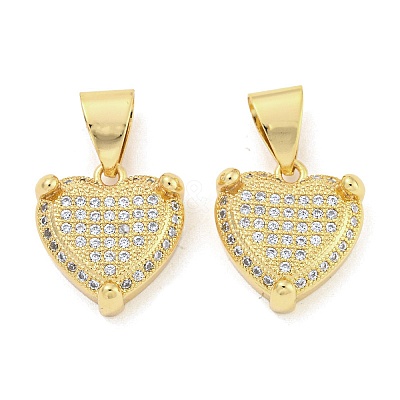 Brass Micro Pave Clear Cubic Zirconia Pendants ZIRC-P115-07C-G-1