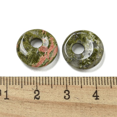 Natural & Synthetic Mixed Gemstone Donut/Pi Disc Charms G-G142-02-1