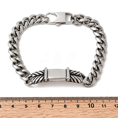 304 Stainless Steel Cuban Link Chains Bracelets BJEW-A092-04P-1