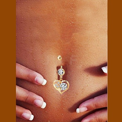 Brass Cubic Zirconia Navel Ring AJEW-EE0004-18-1