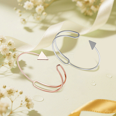 2Pcs 2 Colors Alloy Cuff Bangles for Women BJEW-HY0002-06-1