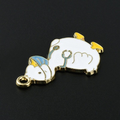 Light Gold Tone Alloy Enamel Pendants ENAM-C013-01E-1