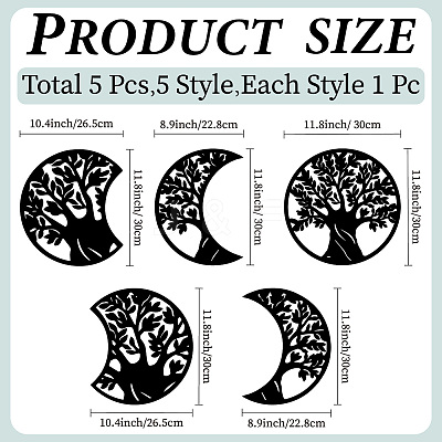 Wood Moon Phase Pendant Decoration HJEW-WH20013-005-1