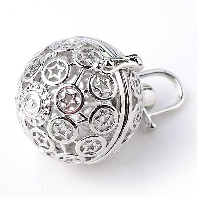 Rack Plating Brass Cage Pendants KK-S751-039P-1