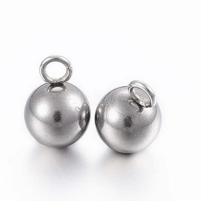 Tarnish Resistant 304 Stainless Steel Sphere Charms X-STAS-H394-11P-1