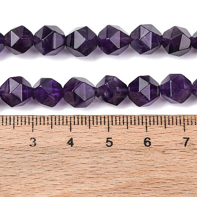Faceted Natural Amethyst Beads Strands G-K066-09-8mm-01-1