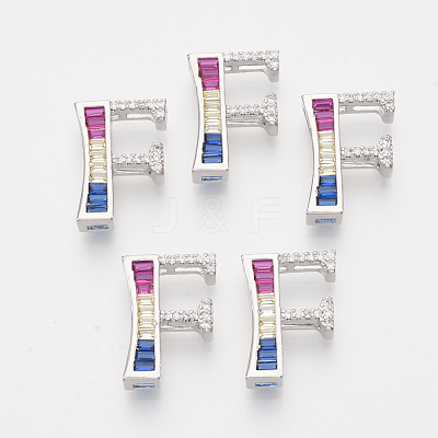Brass Cubic Zirconia Slide Charms ZIRC-S063-01F-P-1