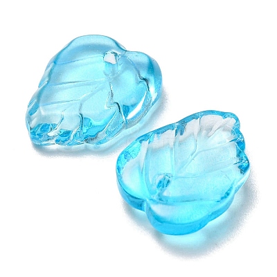 Autumn Theme Two-Tone Transparent Glass Charms GLAA-YW0001-53B-1