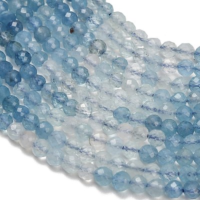 Gradient Color Natural Devil Blue Aquamarine Beads Strands G-NH0072-B01-4mm-1