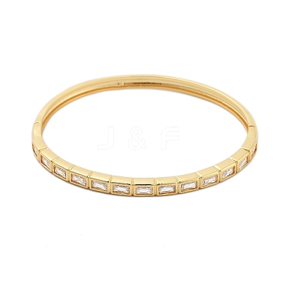 Rack Plating Brass Micro Pave Cubic Zirconia Bangles for Women BJEW-G730-01G-03-1