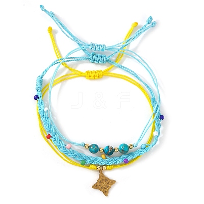 Summer Beach Style Adjustable Synthetic Green Turquoise Imperial Stone Beaded Bracelet Set UQ9789-1-1