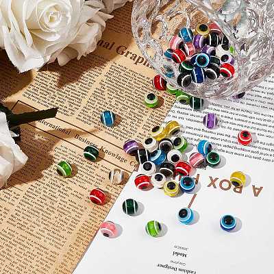 Round Evil Eye Resin Beads RESI-GA0001-03B-1