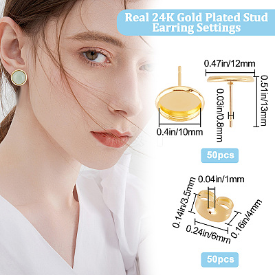 50Pcs 304 Stainless Steel Stud Earring Settings STAS-BBC0001-67-1