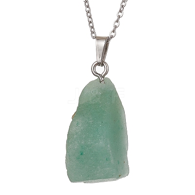 Natural Green Aventurine Nugget Pendant Necklaces NJEW-JN04507-03-1