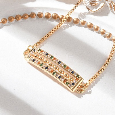 Rectangle Brass Micro Pave Cubic Zirconia Link Slider Bracelets KK-R217-52G-1